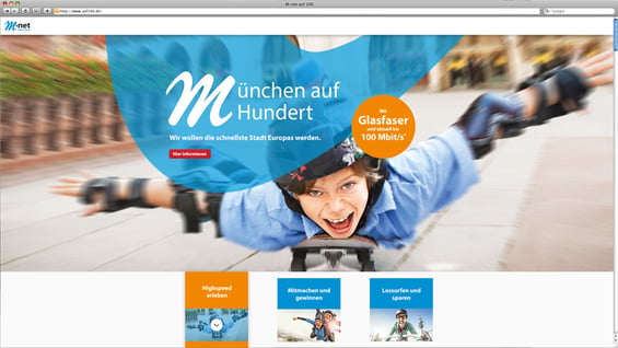 Landingpage "München auf Hundert" der Werbeagentur aus München